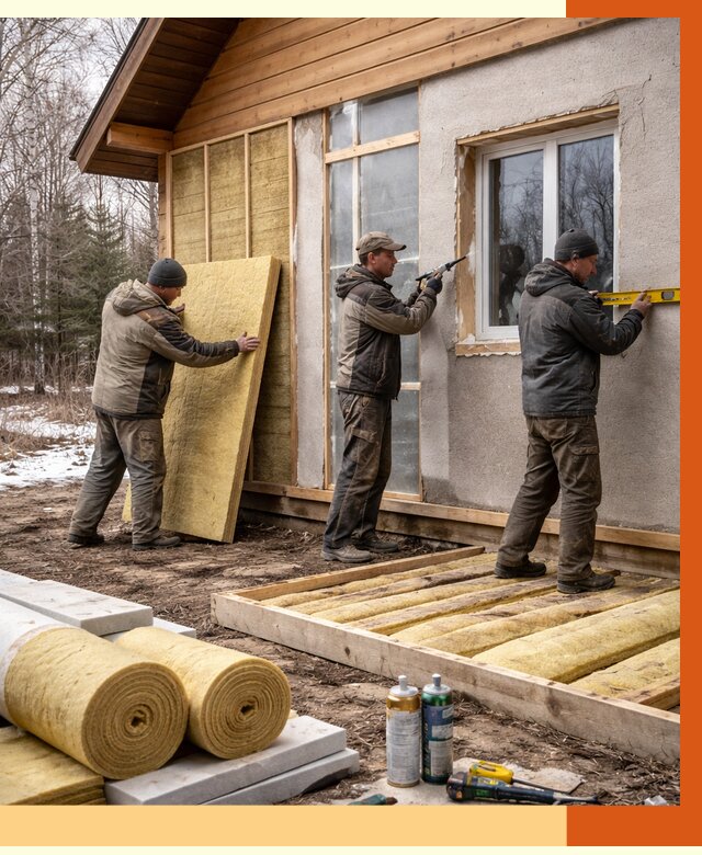 Утепление дачного дома в Прокопьевске от 4910 руб/м2 — недорого | ТепломастерПрк