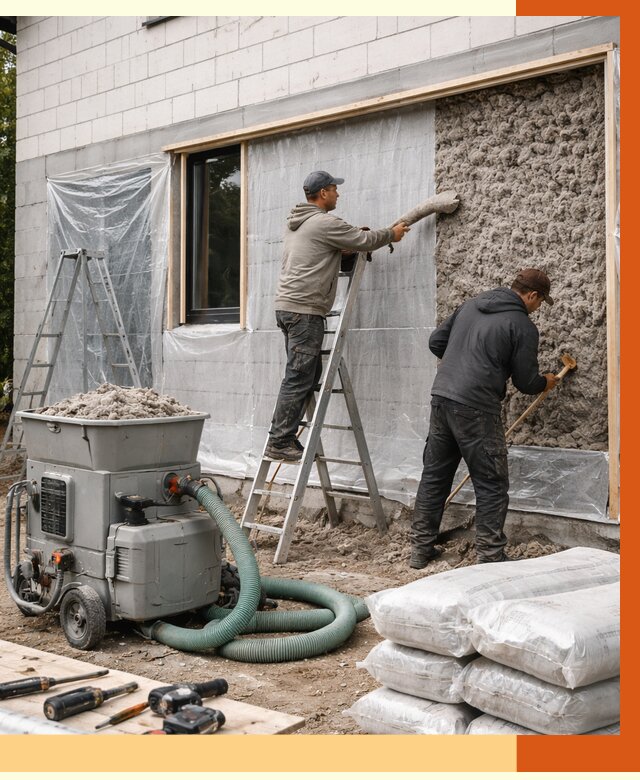 Утепление дома из газобетона эковатой в Прокопьевске от 4652 руб./м2 | ТепломастерПрк