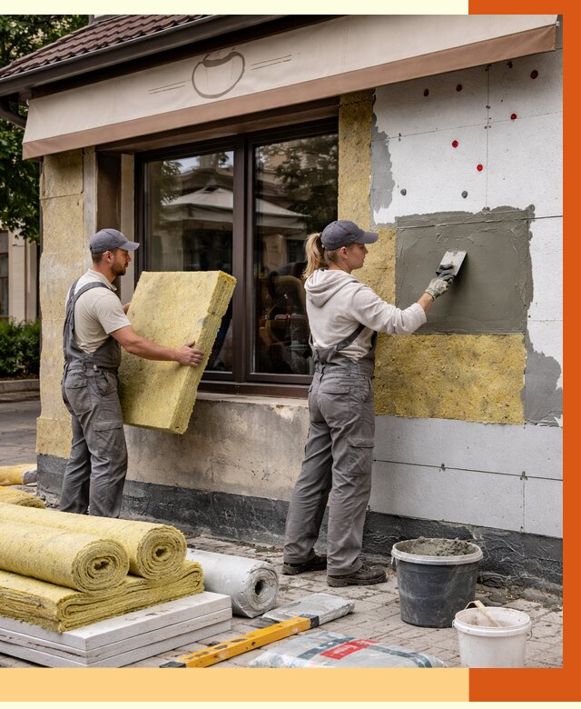 Утепление кафе в Прокопьевске от 4342 руб/м2 — комплексно под ключ | ТепломастерПрк